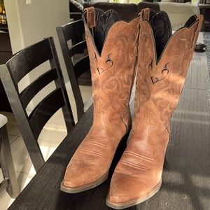 Justin Brown Leather Cowboy Western Boots Womens Size 8.5B